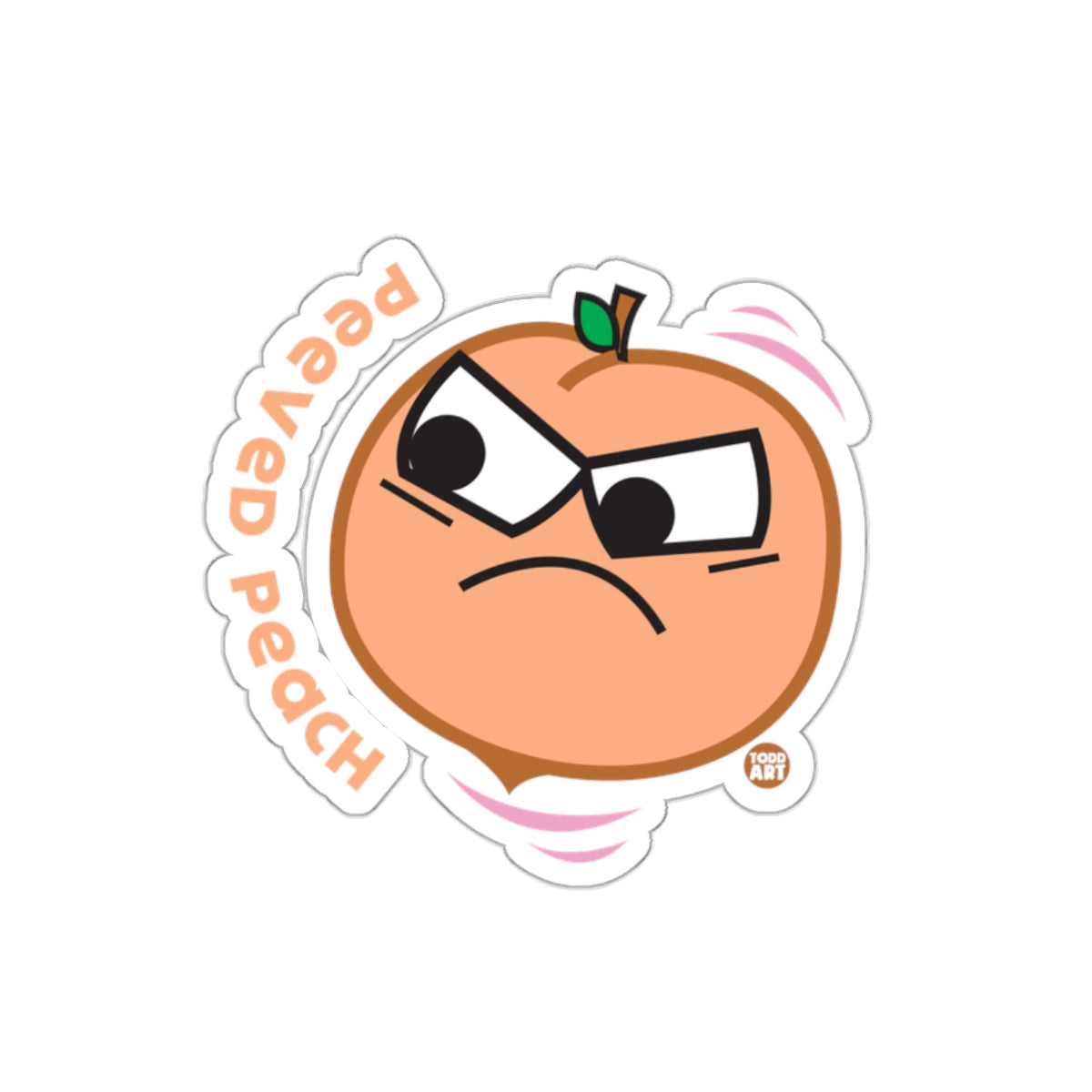 Peeved Peach Cartoon Character Sticker Decor