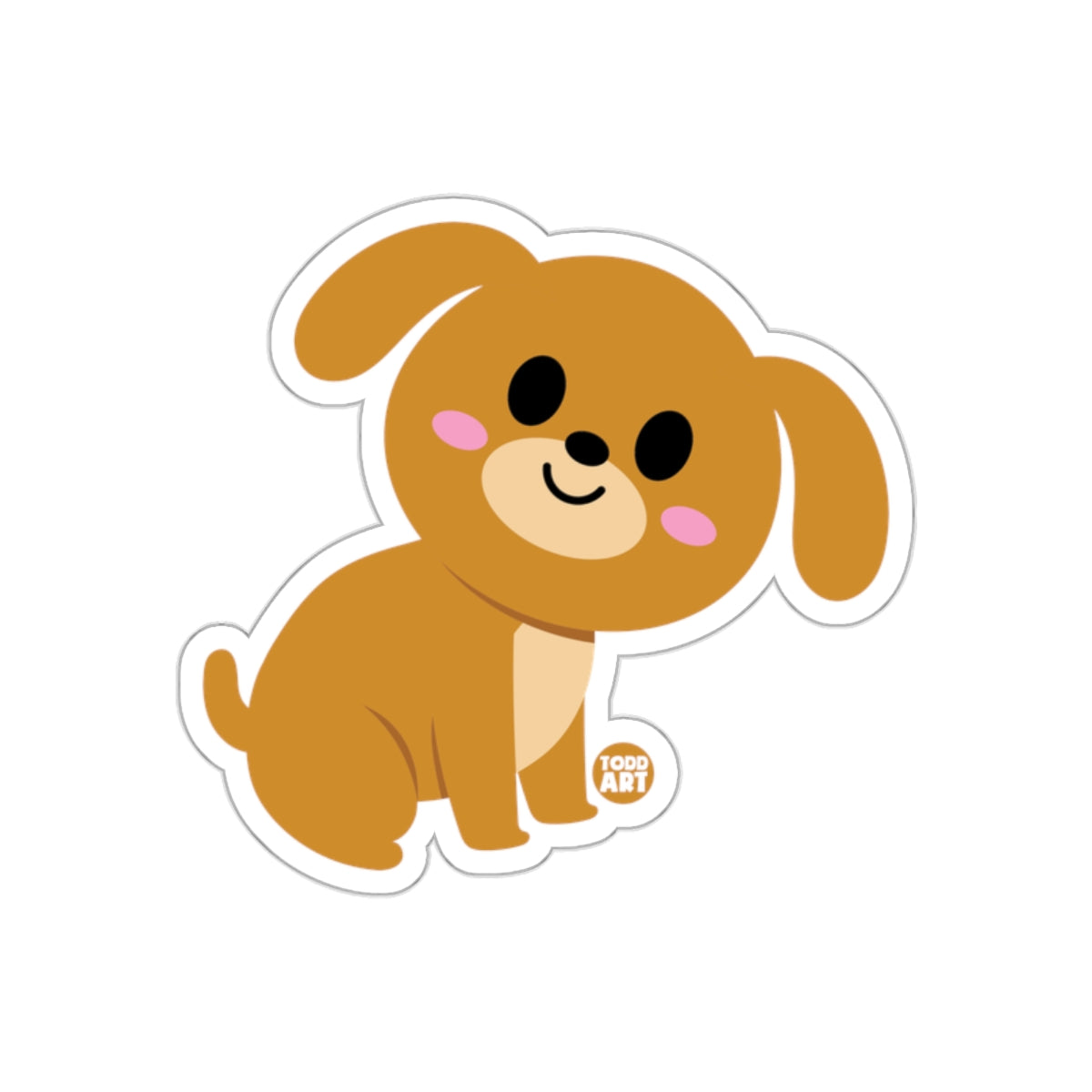 Cute Cartoon Dog with Pink Cheeks Sticker Product