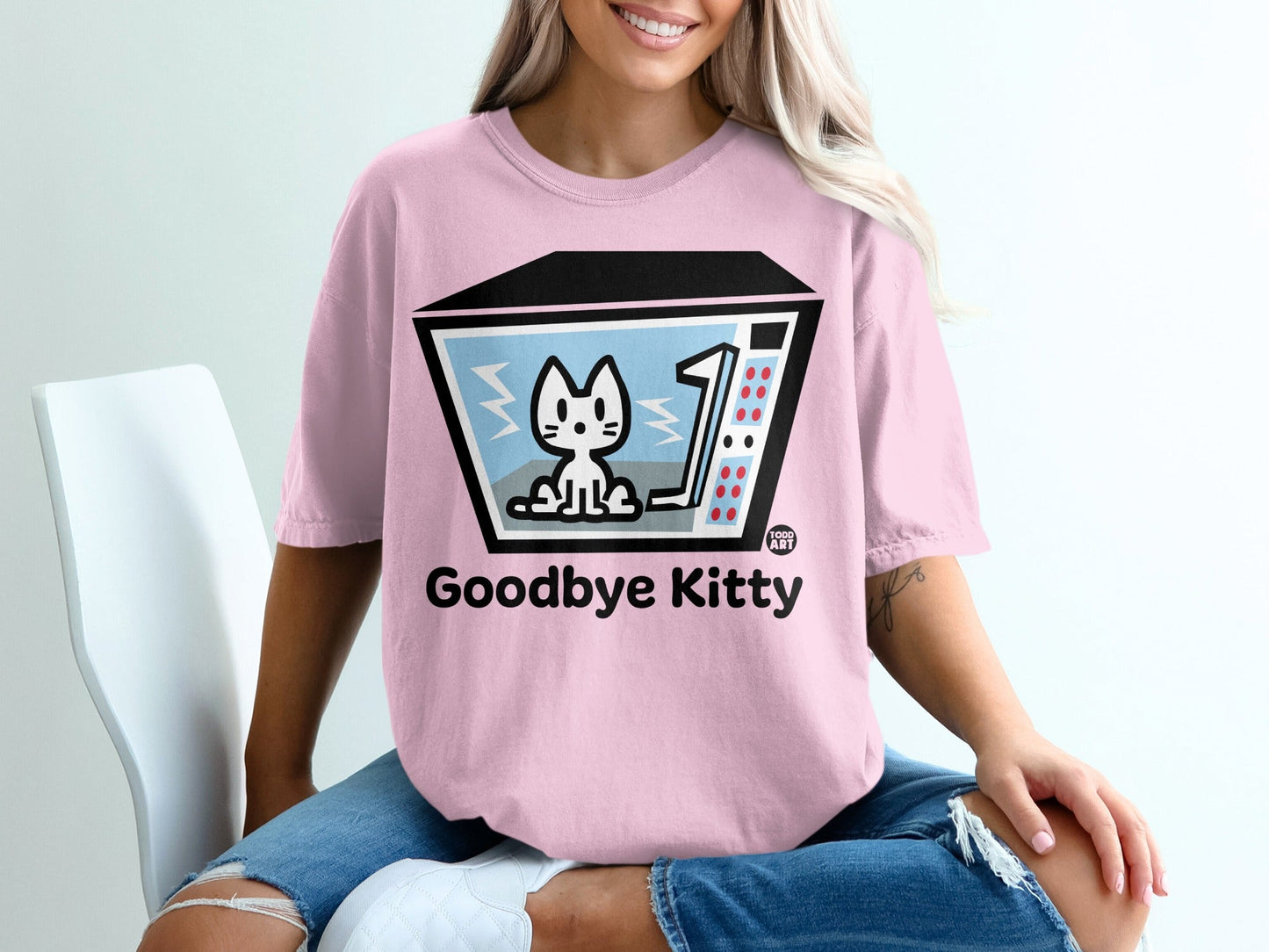 Goodbye Kitty Graphic Shirt Retro Style Cat Design