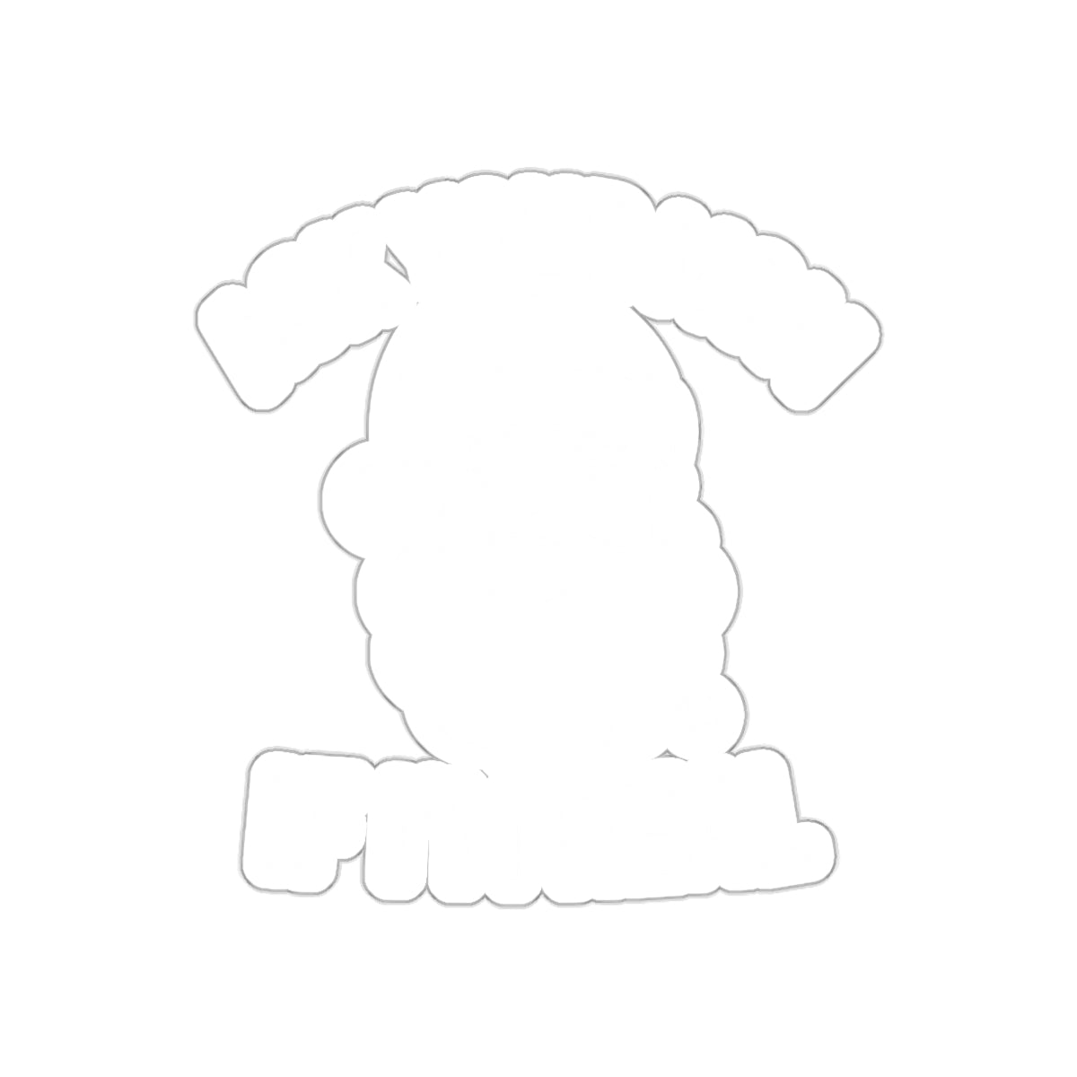 Fluffy Dog Cartoon Sticker with Funny Text Design