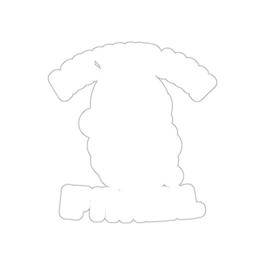 Fluffy Dog Cartoon Sticker with Funny Text Design