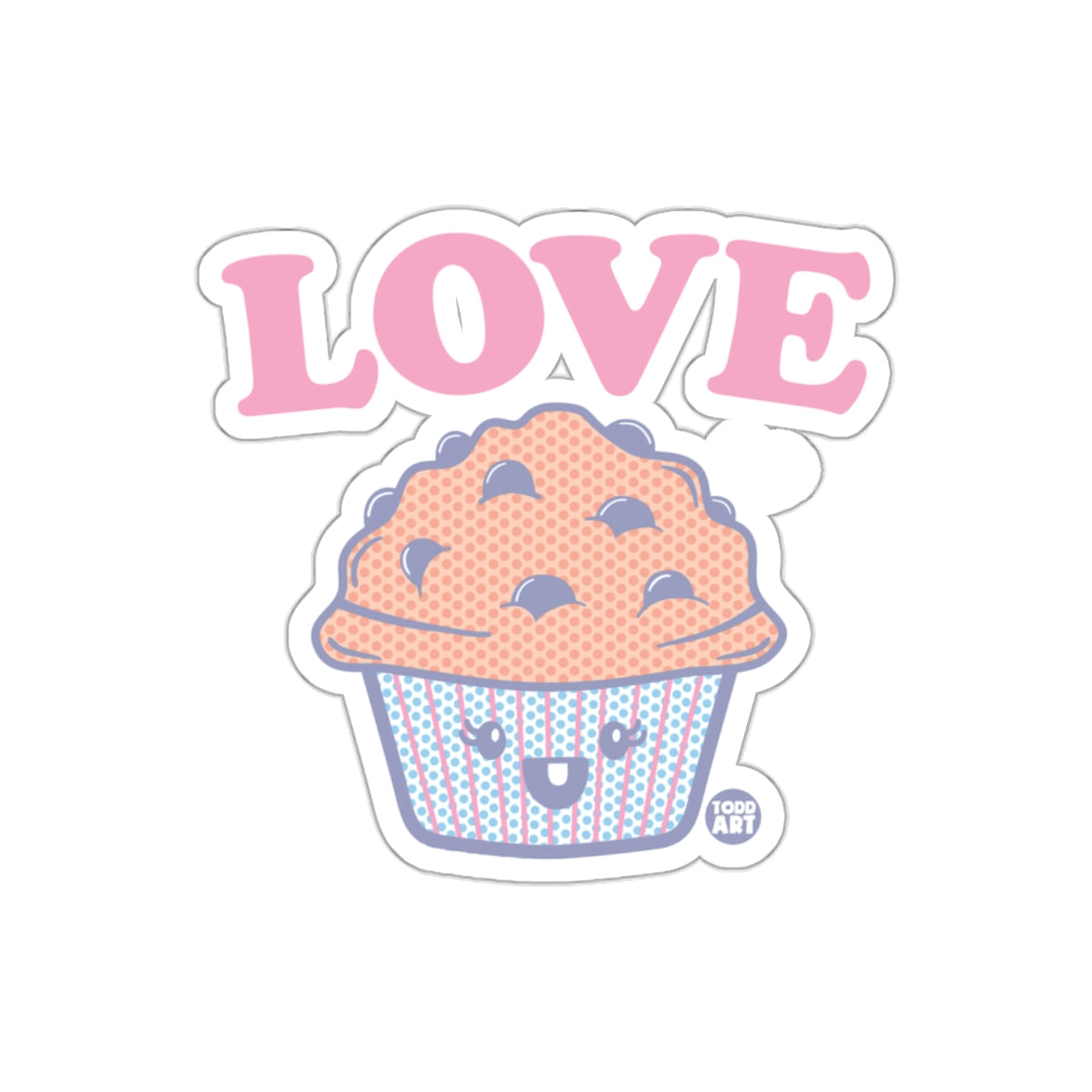 Cute Love Cartoon Cupcake with Smiling Face Sticker