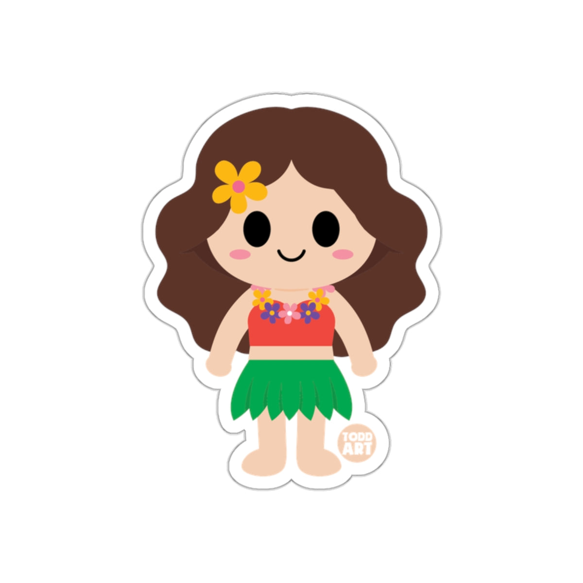 Cute Hula Dancer with Flower Sticker for All Ages
