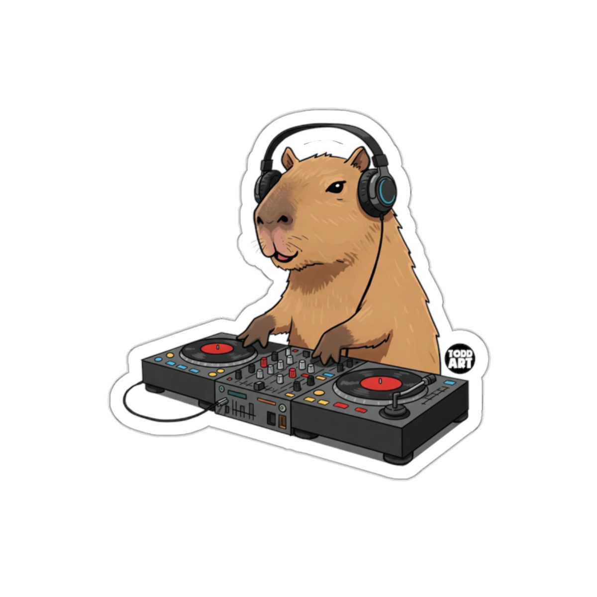 Capybara DJ with Headphones and Turntables sticker