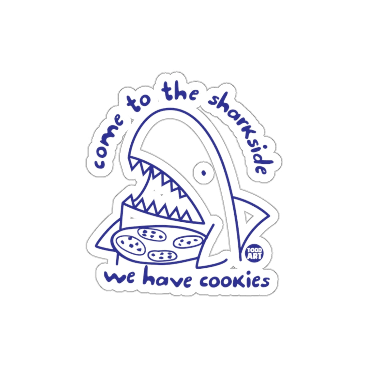 Come to the Sharkside Funny Cartoon Shark With Cookies Stickers