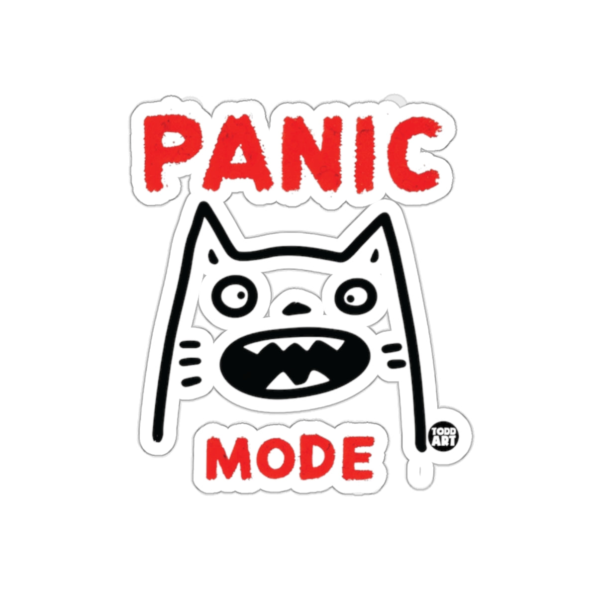 PANIC MODE Funny Cartoon Cat Sticker for Laptops