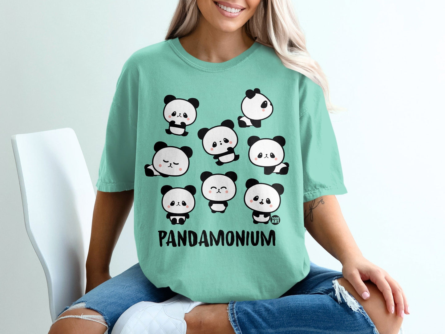 Cute Pandamonium Graphic Oversized Panda T-Shirt