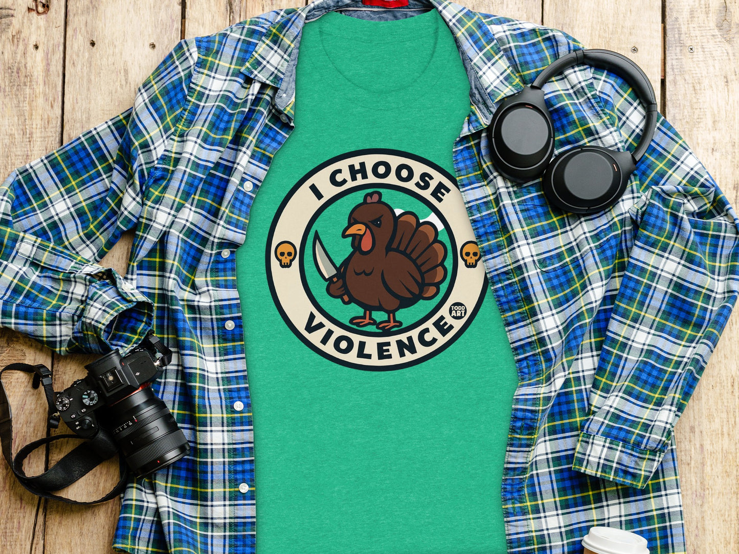 I Choose Violence Chicken Graphic Green Shirt product