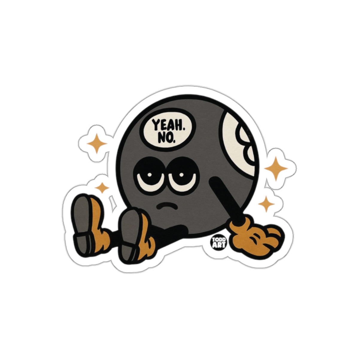 Yeah No' Magic Eight Ball Character Sticker