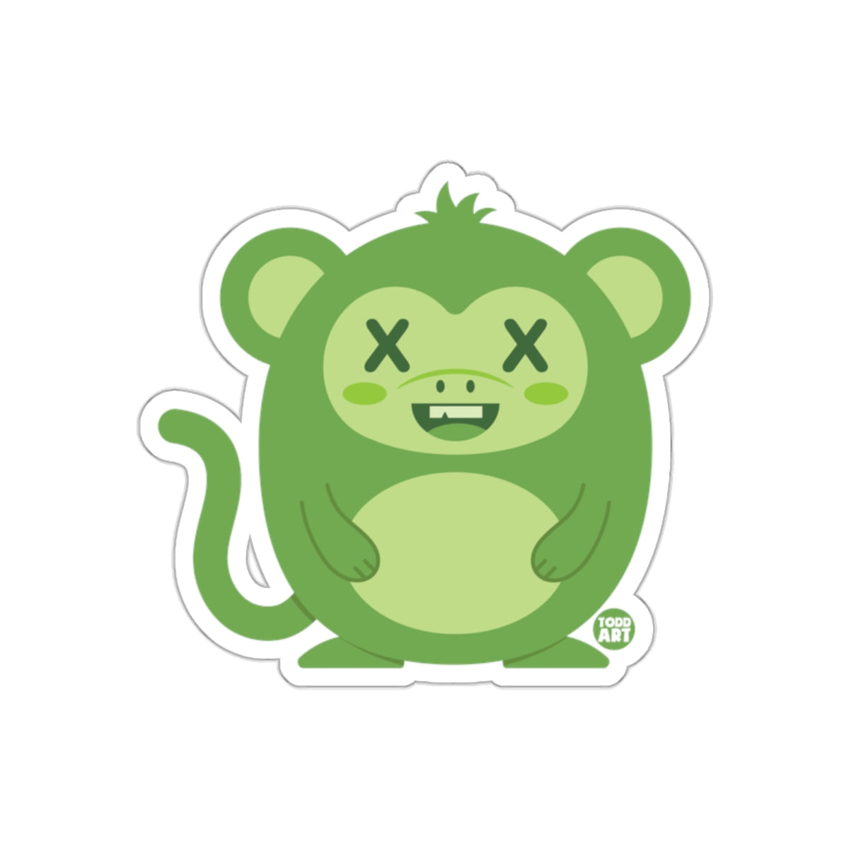 Cute Green Monkey Sticker with Cartoon Design Sticker