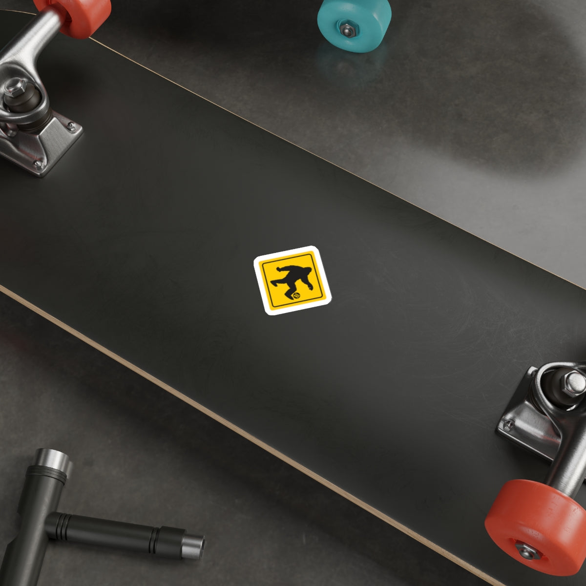 Skateboard with Unique Caution Symbol Deck Design