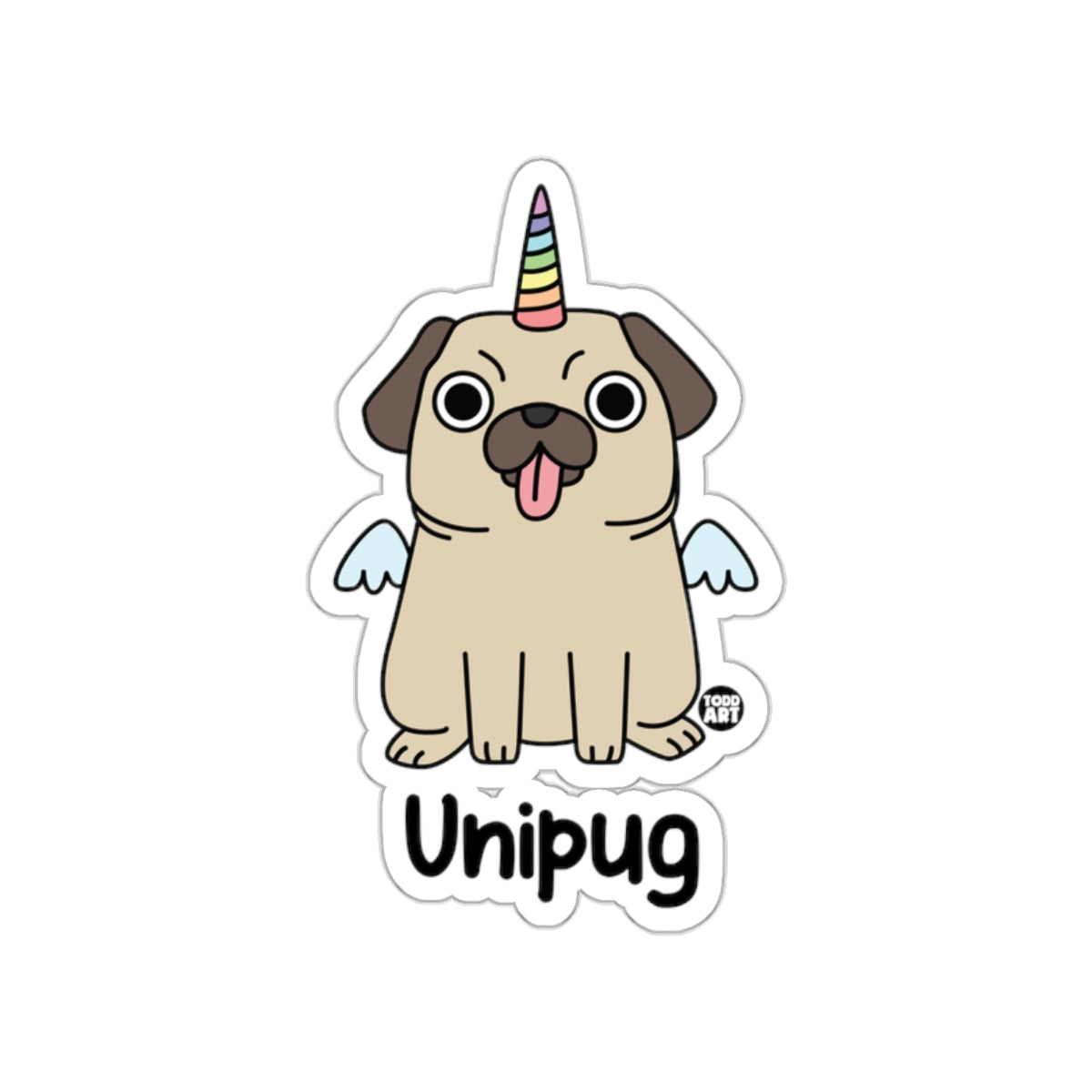 Unipug Unicorn Pug Sticker Cartoon Dog with Wings Sticker