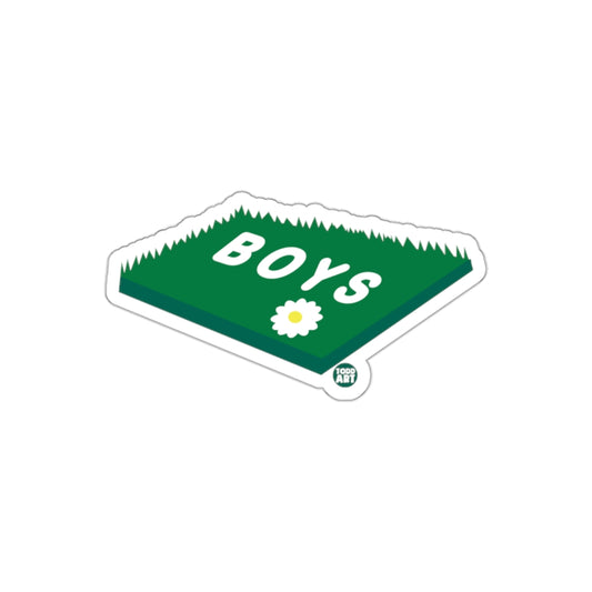 Boys on Grass Design with Daisy Sticker