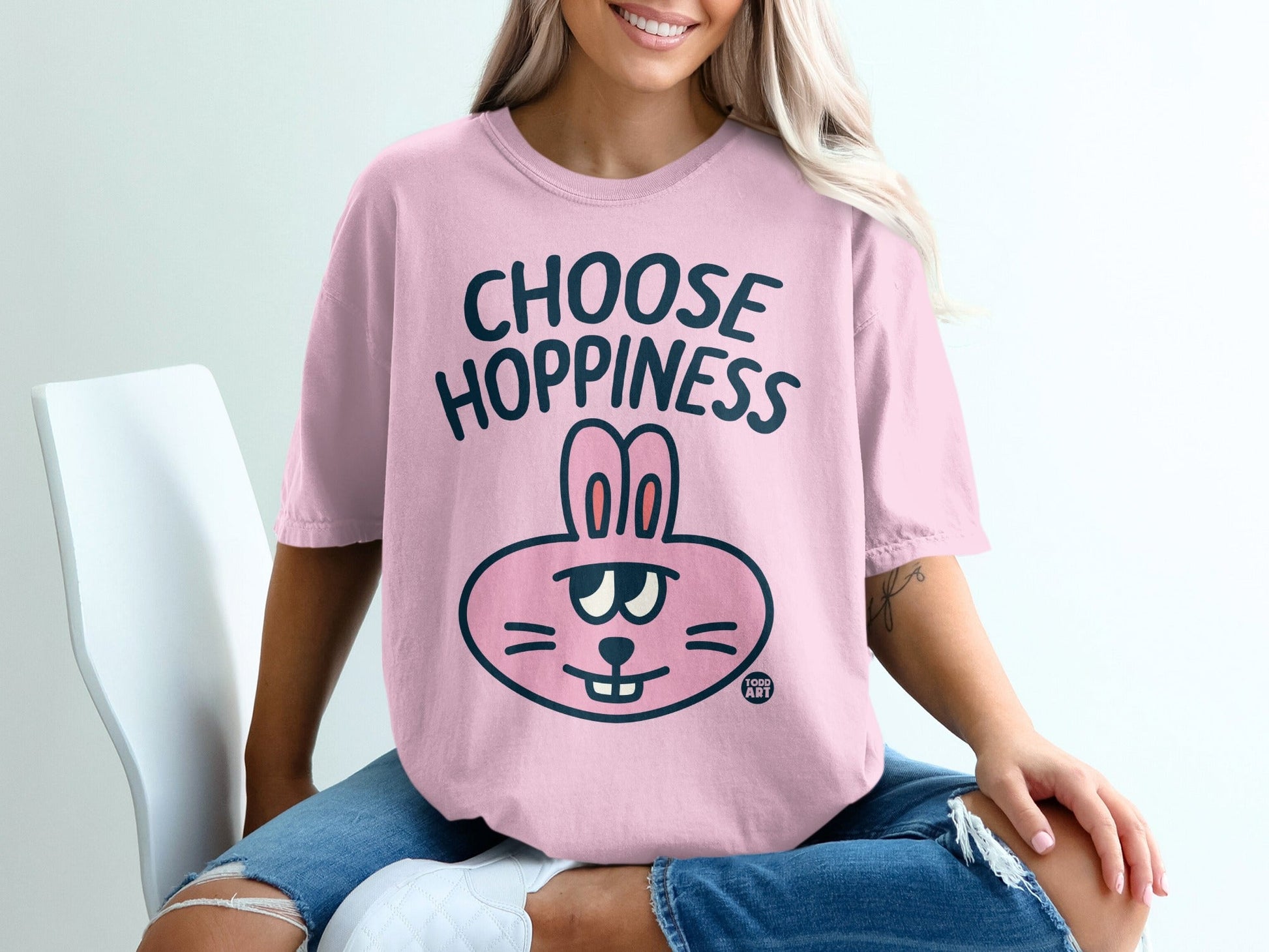 Choose Hoppiness Bunny Graphic Tee Shirt