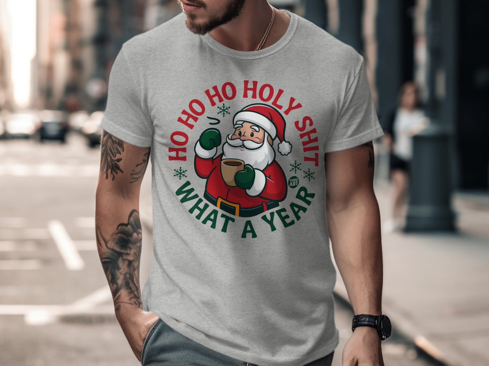 Funny Santa Ho Ho Holy Shit What A Year T-Shirt