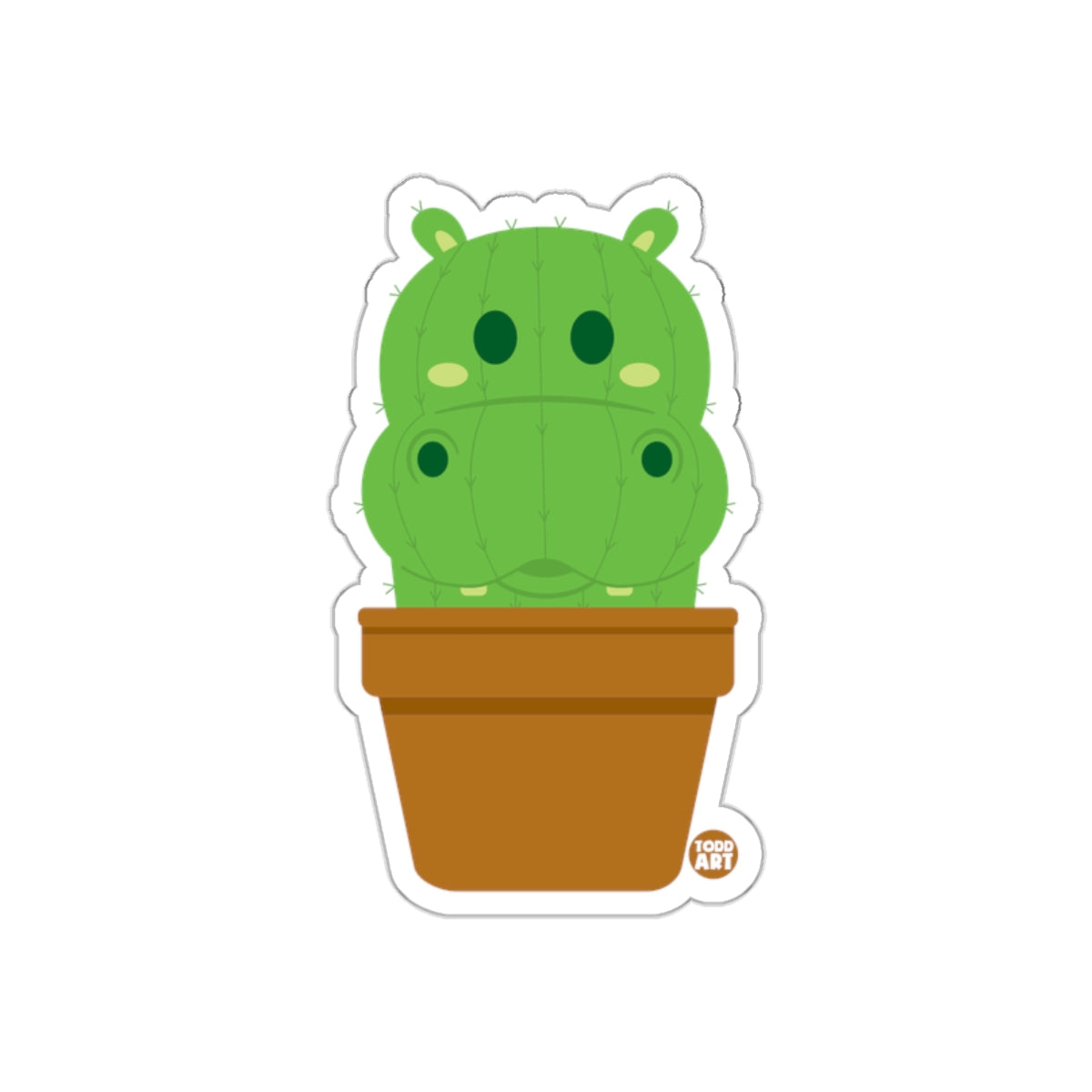 Cute Hippo Cactus Illustration in Flower Pot Sticker