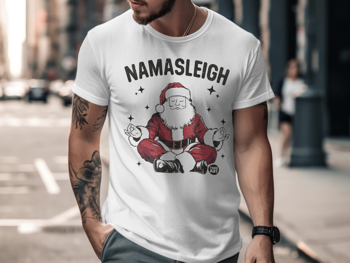 Namaste Santa Claus Meditation Yoga T-Shirt