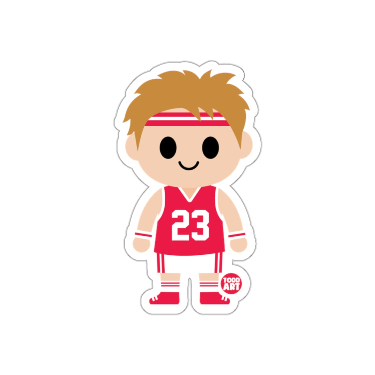 Cute Basketball Player Cartoon Sticker with Number 23