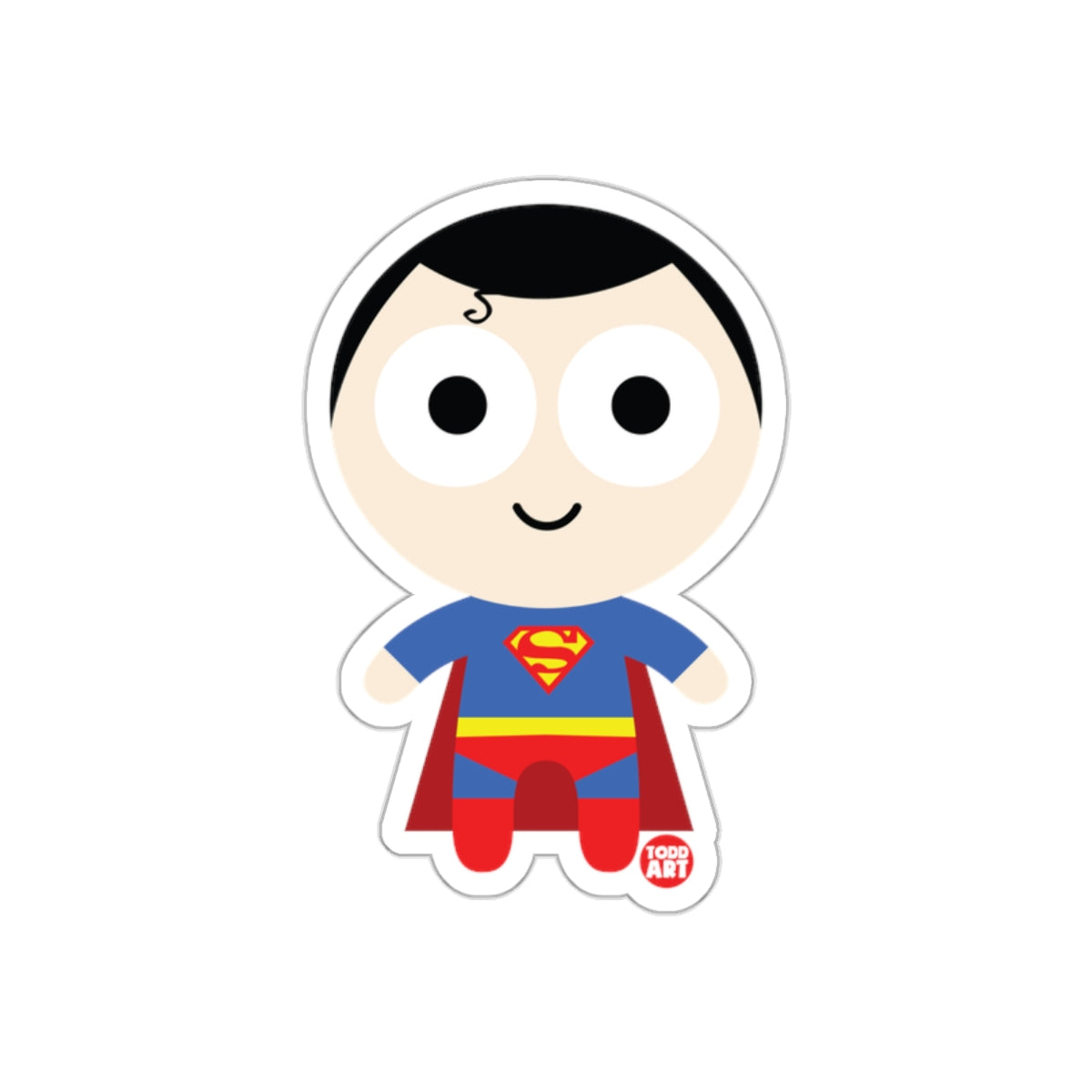 Cute Superhero Cartoon Character Design Sticker