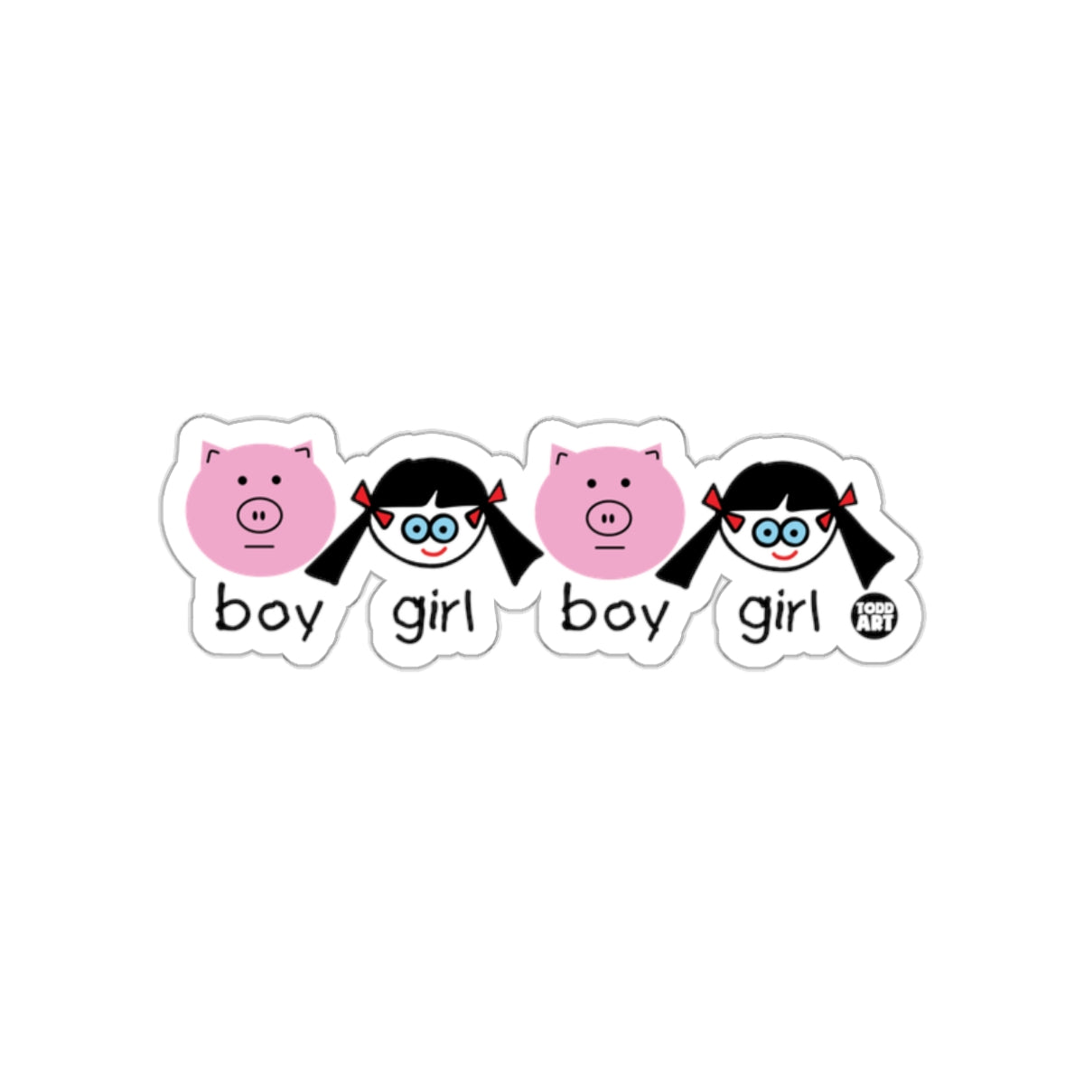Boy Girl Pig Character Sticker Pack for Kids