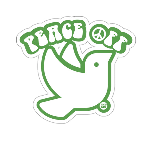 Peace Off Green Outline Cartoon Dove Sticker