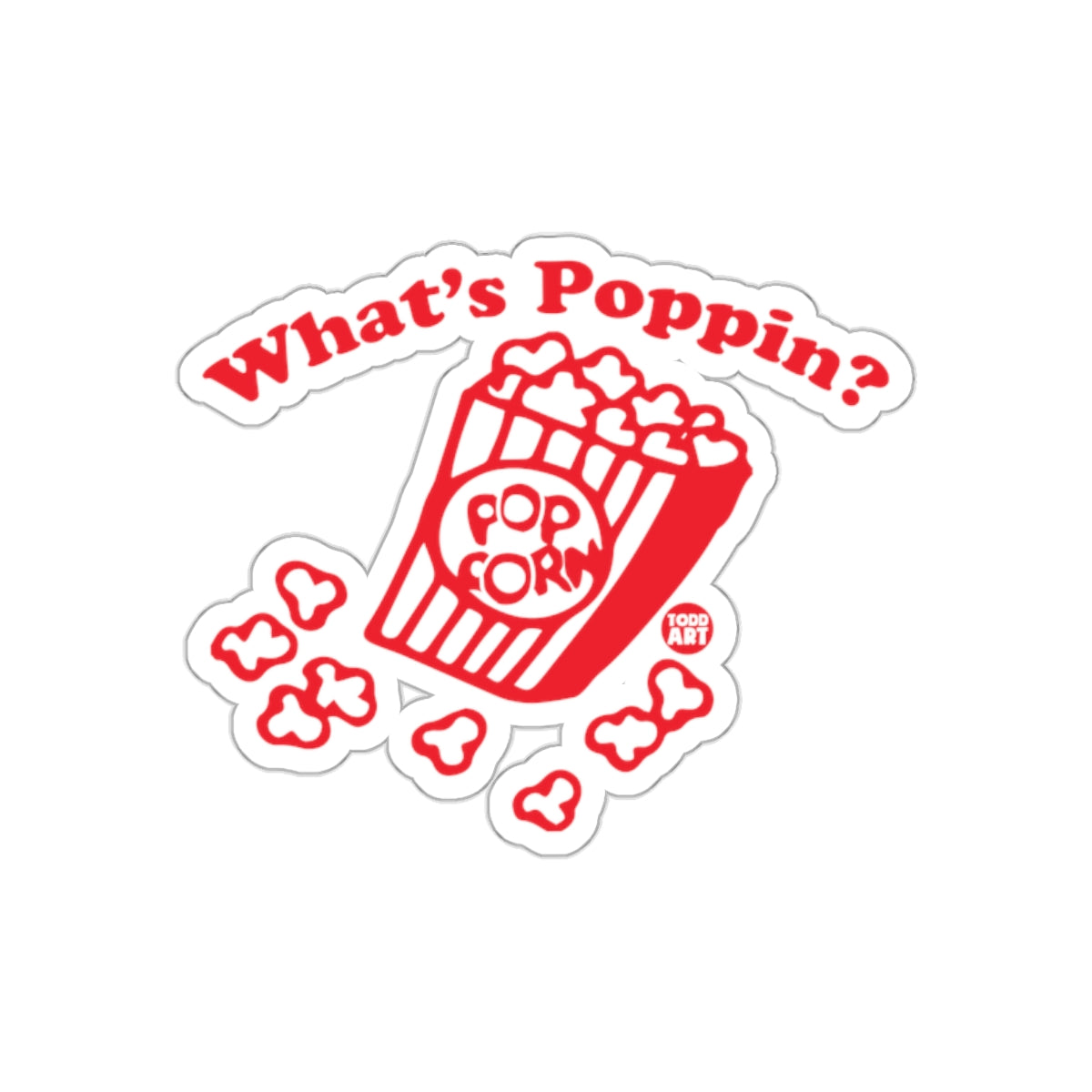 What's Poppin Popcorn Sticker with Retro Design