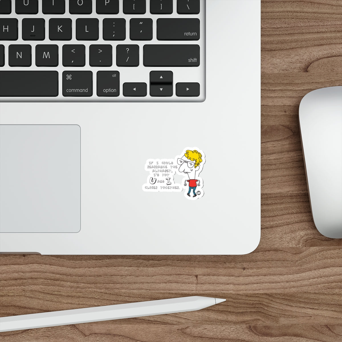 Cute Nerd with U and I Quote Sticker for Laptops