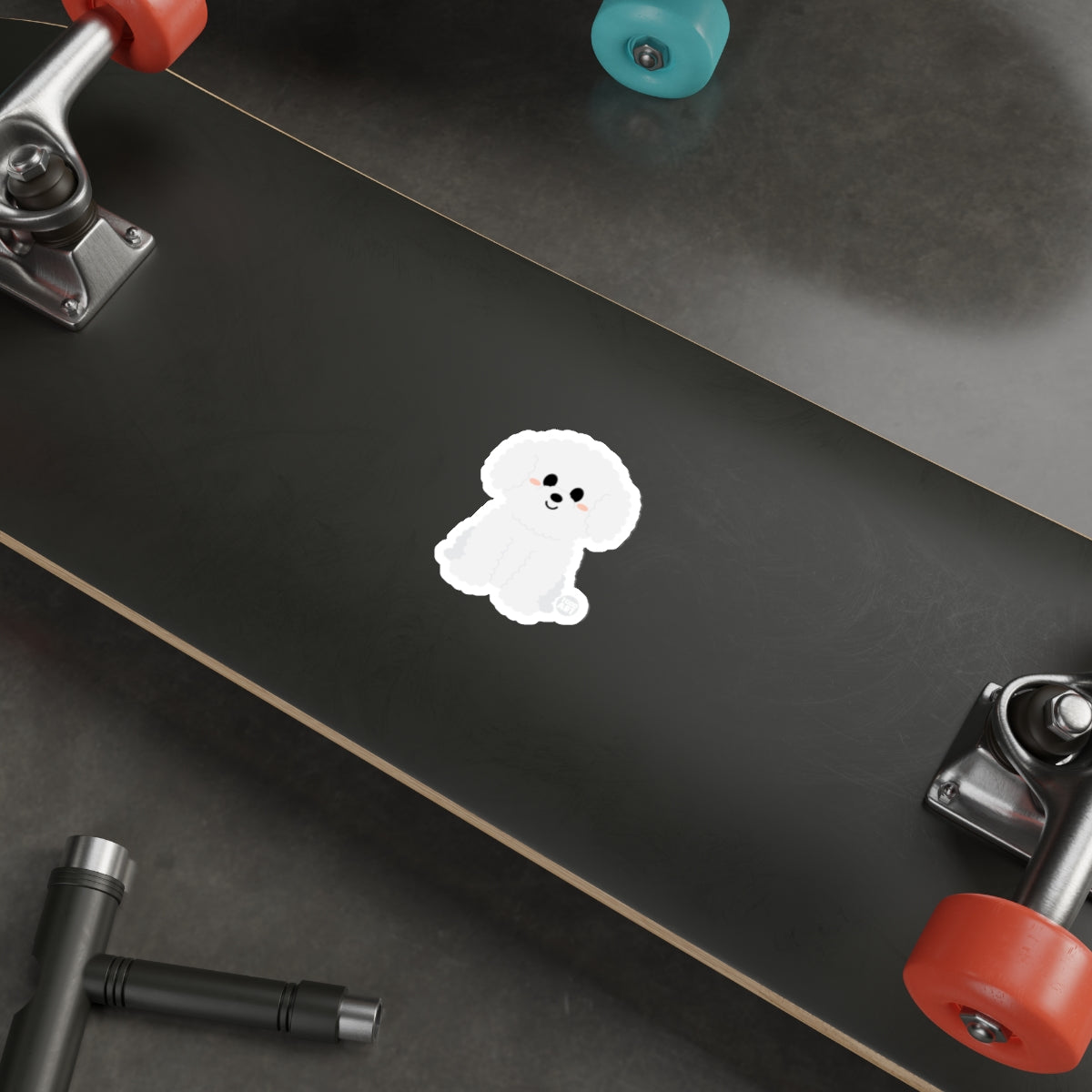 Cute White Dog Sticker for Skateboards and Laptops