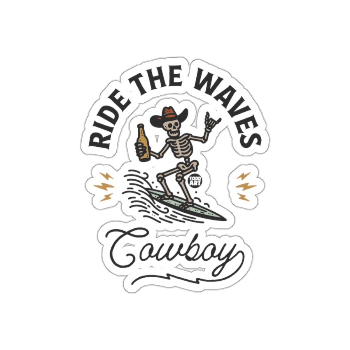 Ride the Waves Cowboy Skeleton Sticker Product