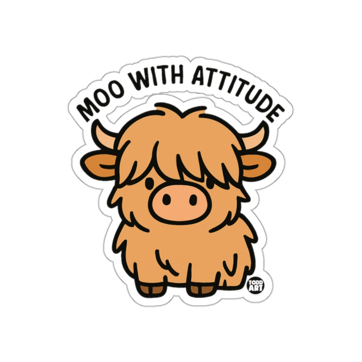 Moo With Attitude Highland Cow Sticker