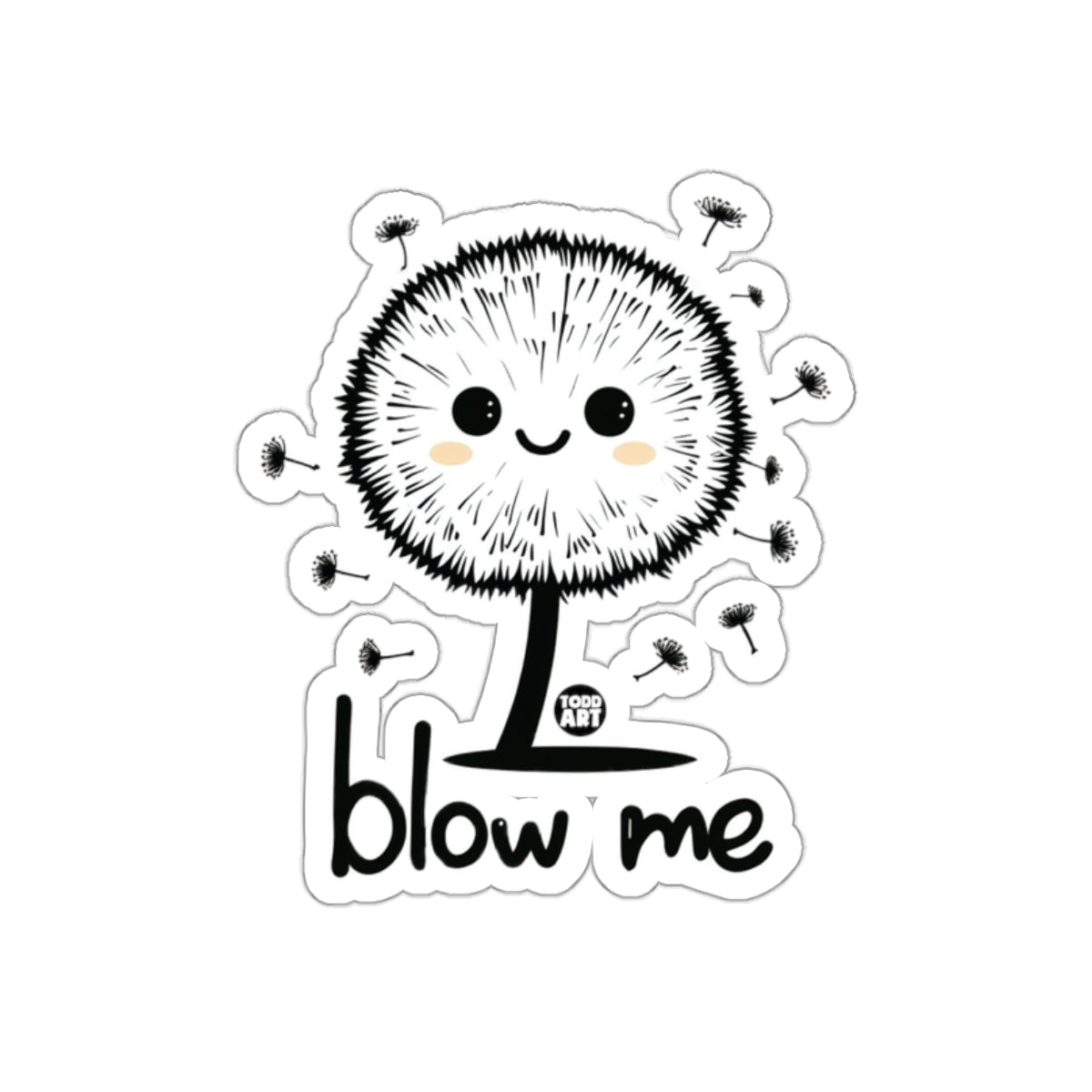 Cute Smiling Dandelion Blow Me Sticker decal