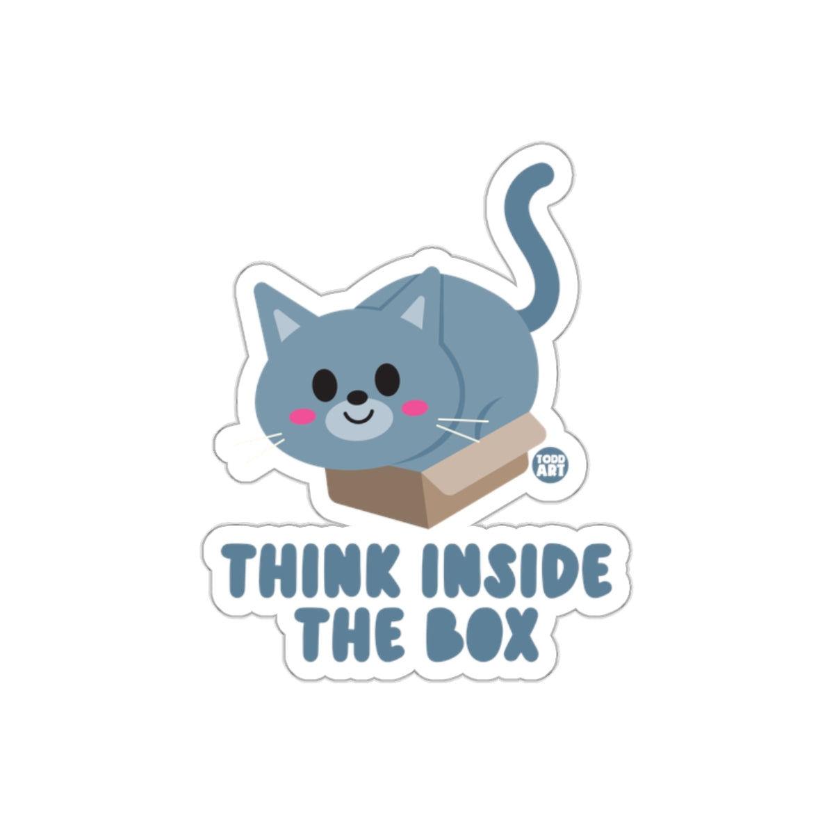 Cute Cat Think Inside the Box Sticker