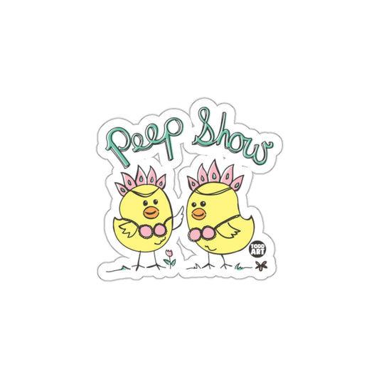 Peep Show Todd Art Chickens Sticker with Tulip Design