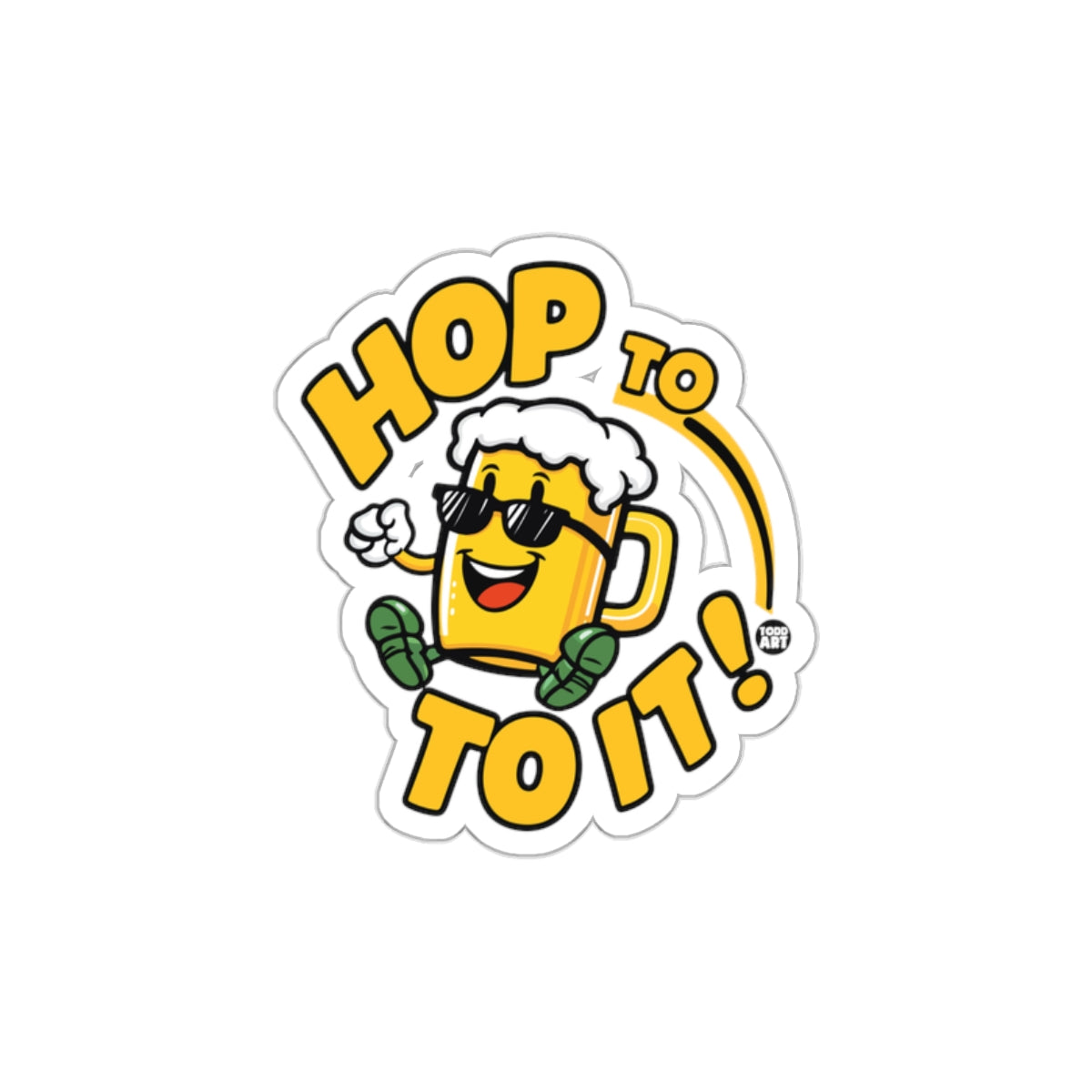 Hop to It Graphic Beer Mug with Sunglasses Sticker