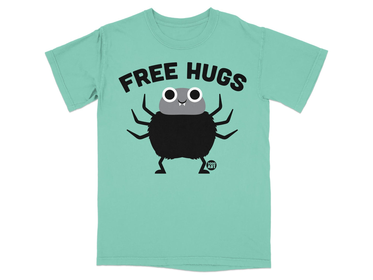 Free Hugs Spider Graphic Mint Green T-Shirt