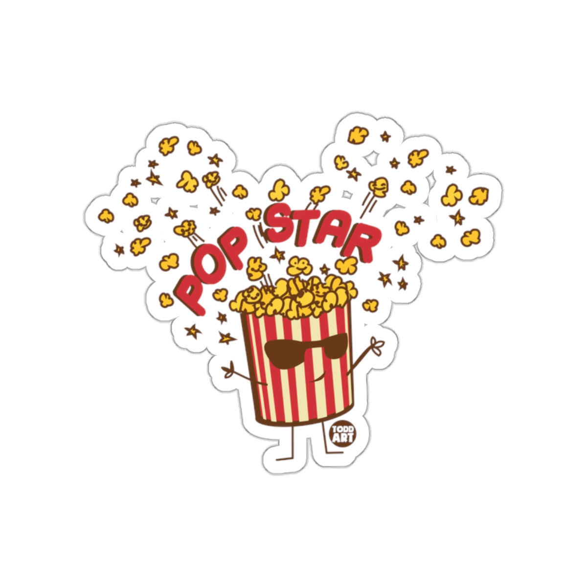 Pop Star Popcorn Cartoon Character Design Sticker