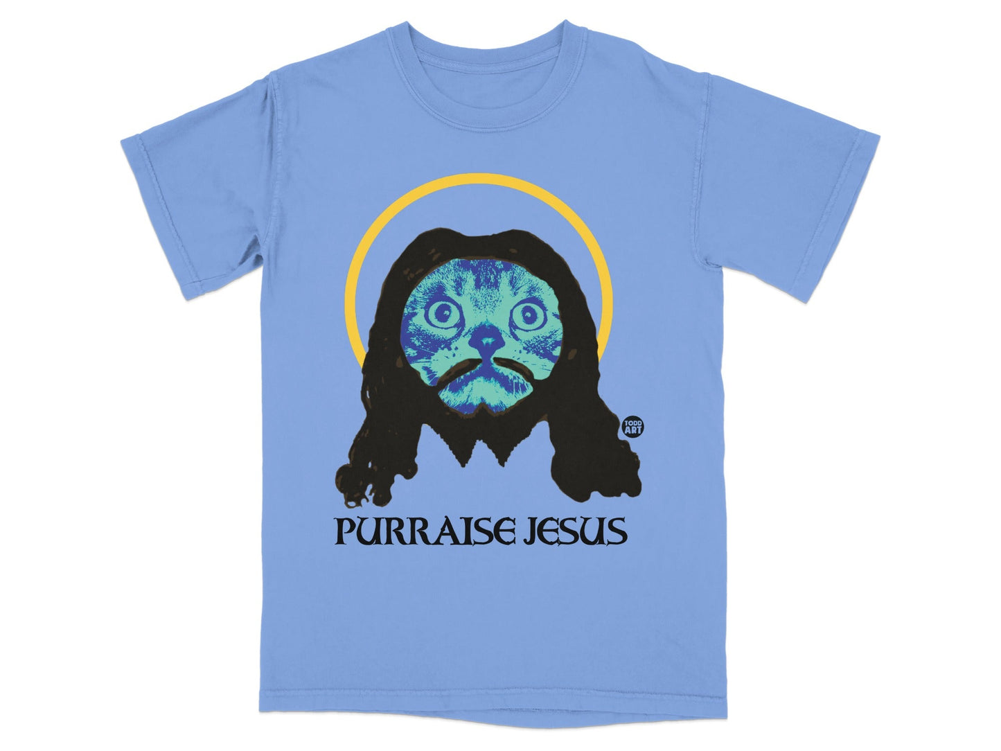 Purraise Jesus Cat Parody Graphic T-Shirt