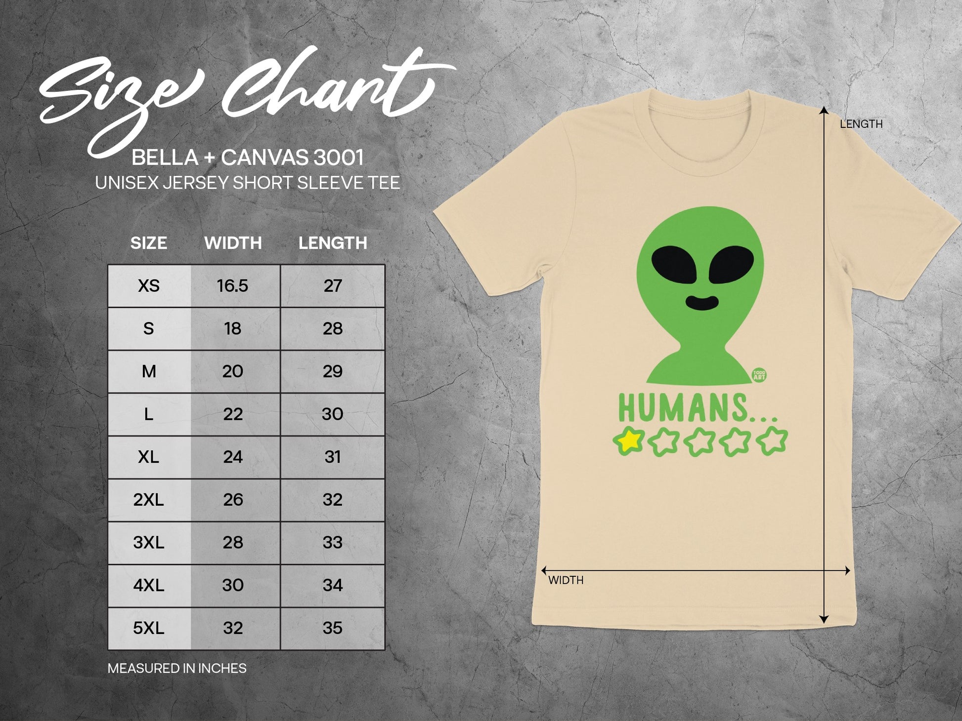 Alien Graphic T-Shirt Humans Design Multiple Sizes