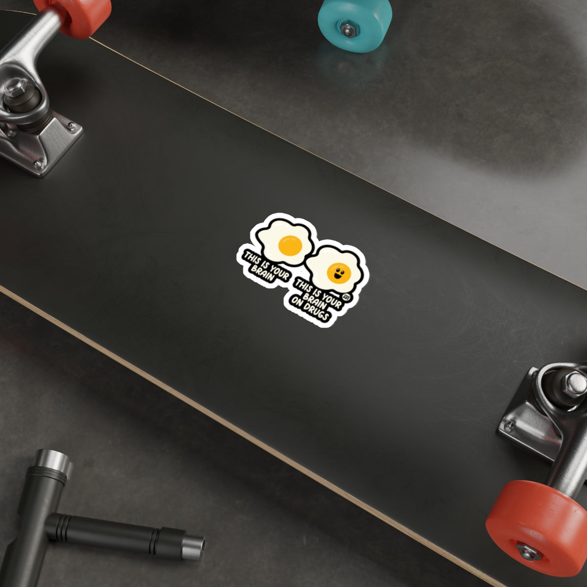 This is Your Brain Cartoon Egg Sticker for Skateboard