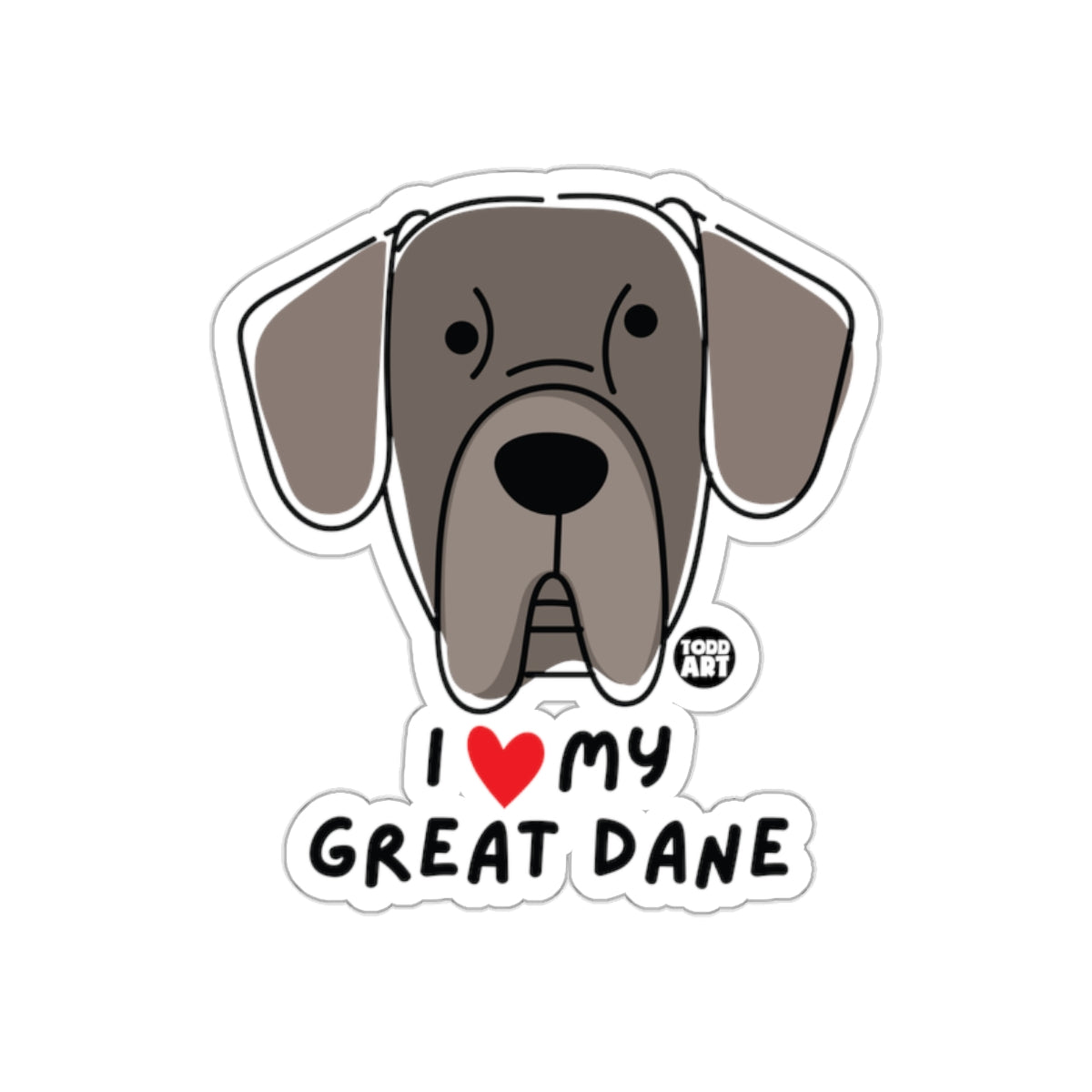 I Love My Great Dane Cute Illustration Sticker