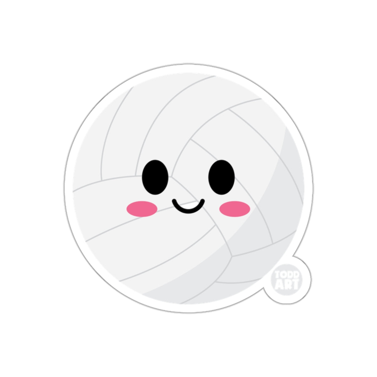 Cute Smiling Volleyball Face Sticker for Kids and Teens