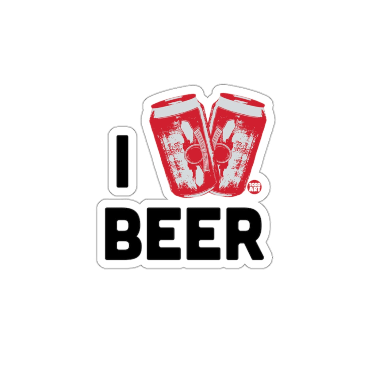 I Beer Design with Red Cans Sticker