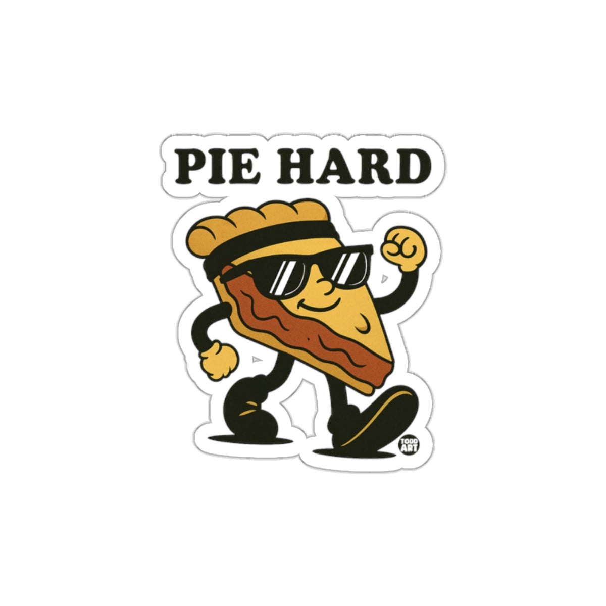 Pie Hard Sticker with Cool Pie Cartoon Character