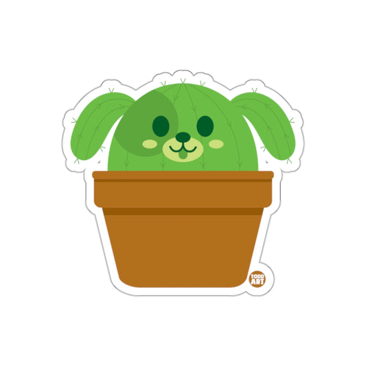 Cute Cactus Dog in Brown Pot Illustration Sticker