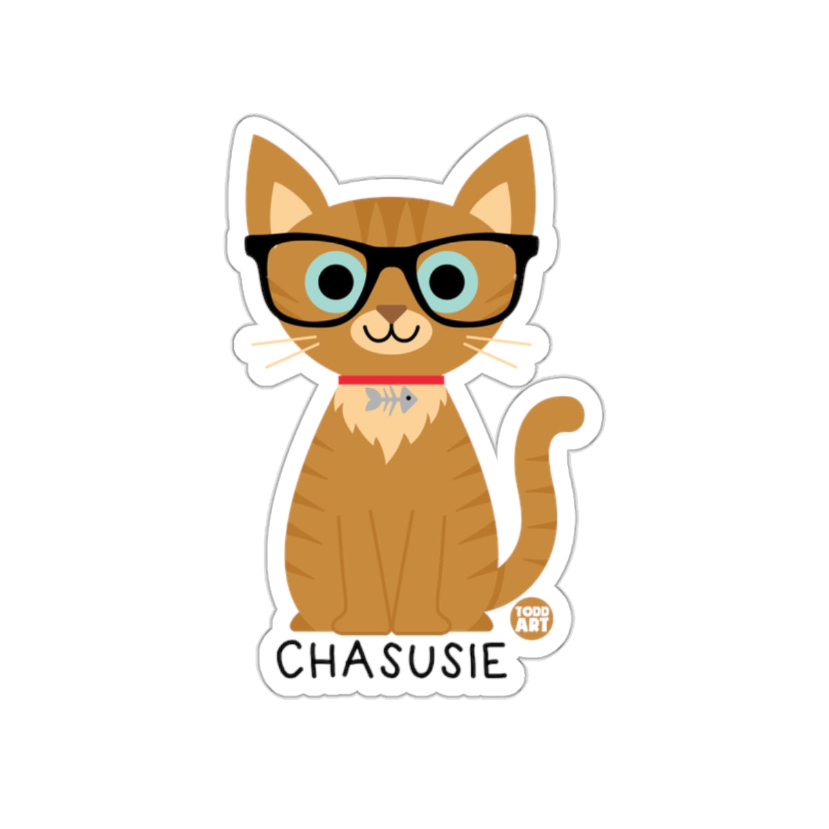 Cute Cartoon Cat with Glasses Chasuisie Sticker