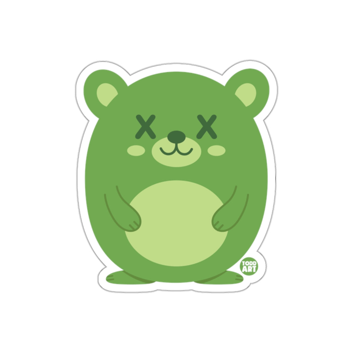 Green Cartoon Bear Cute Art Sticker Toy Collectible