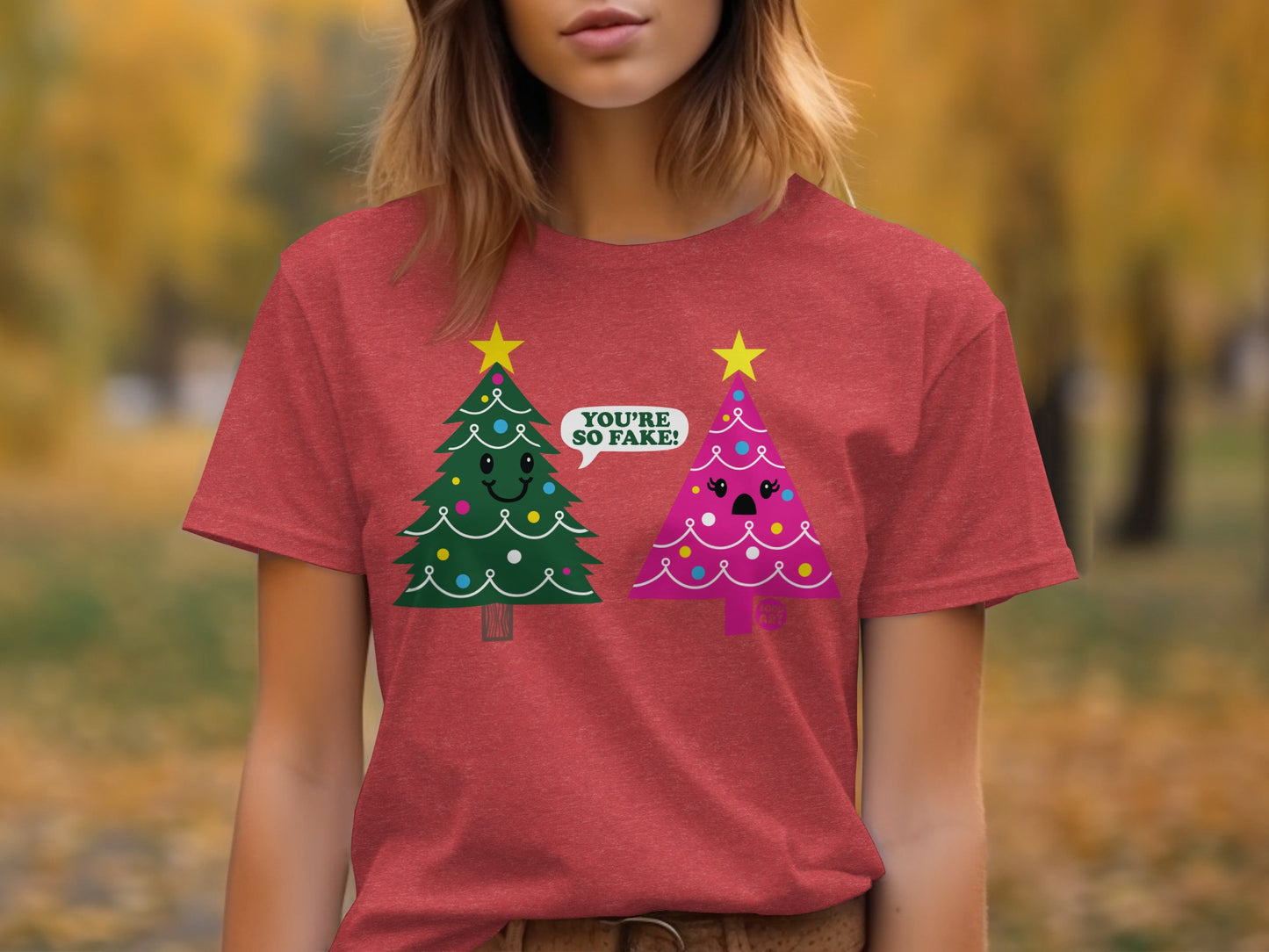 Christmas Tree Design Printed Tee Shirt