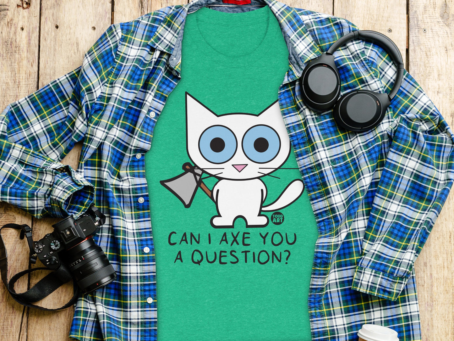 Can I Axe You a Question Cat Graphic Tee