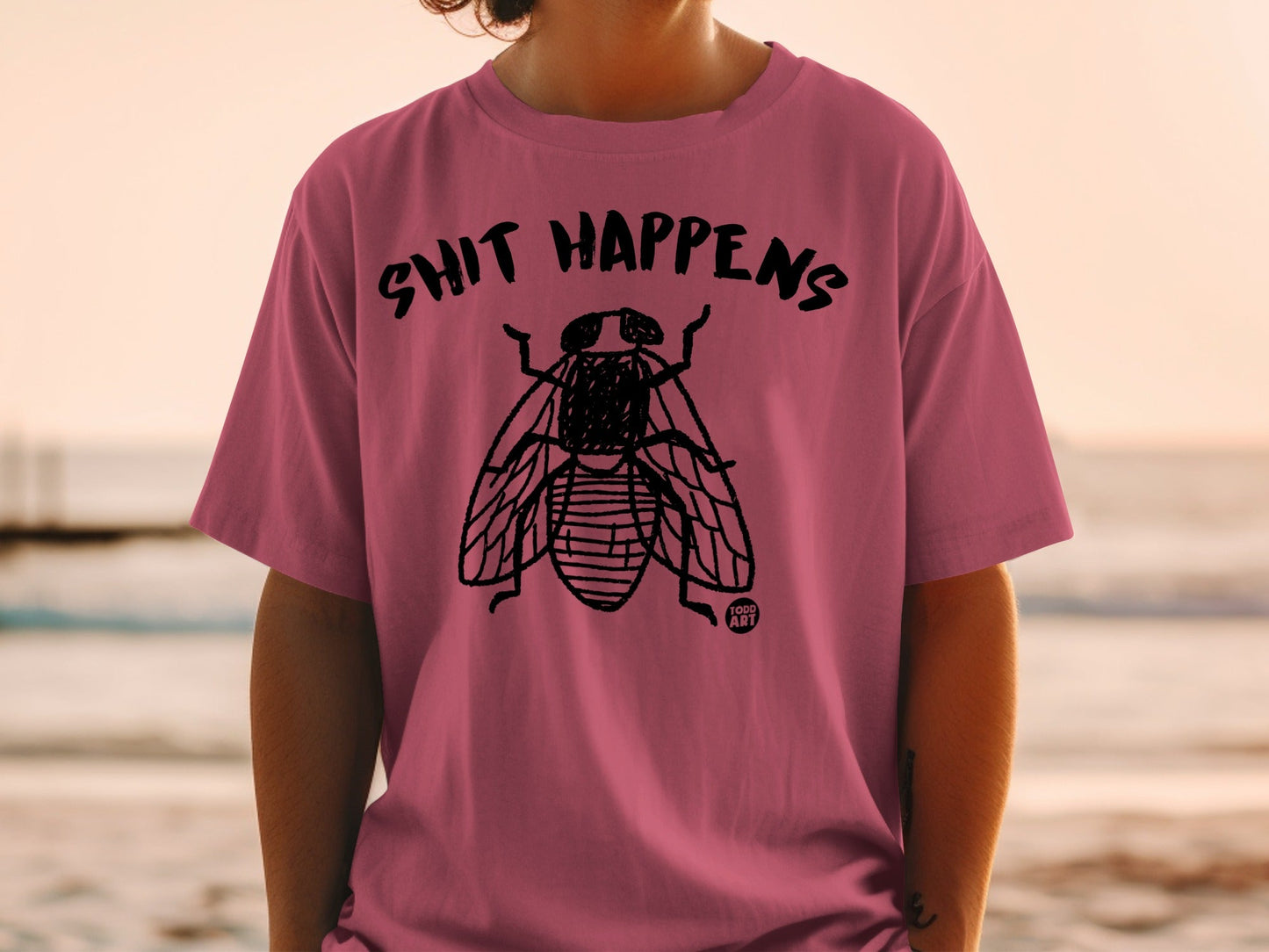 Shit Happens Fly Graphic Design T-Shirt