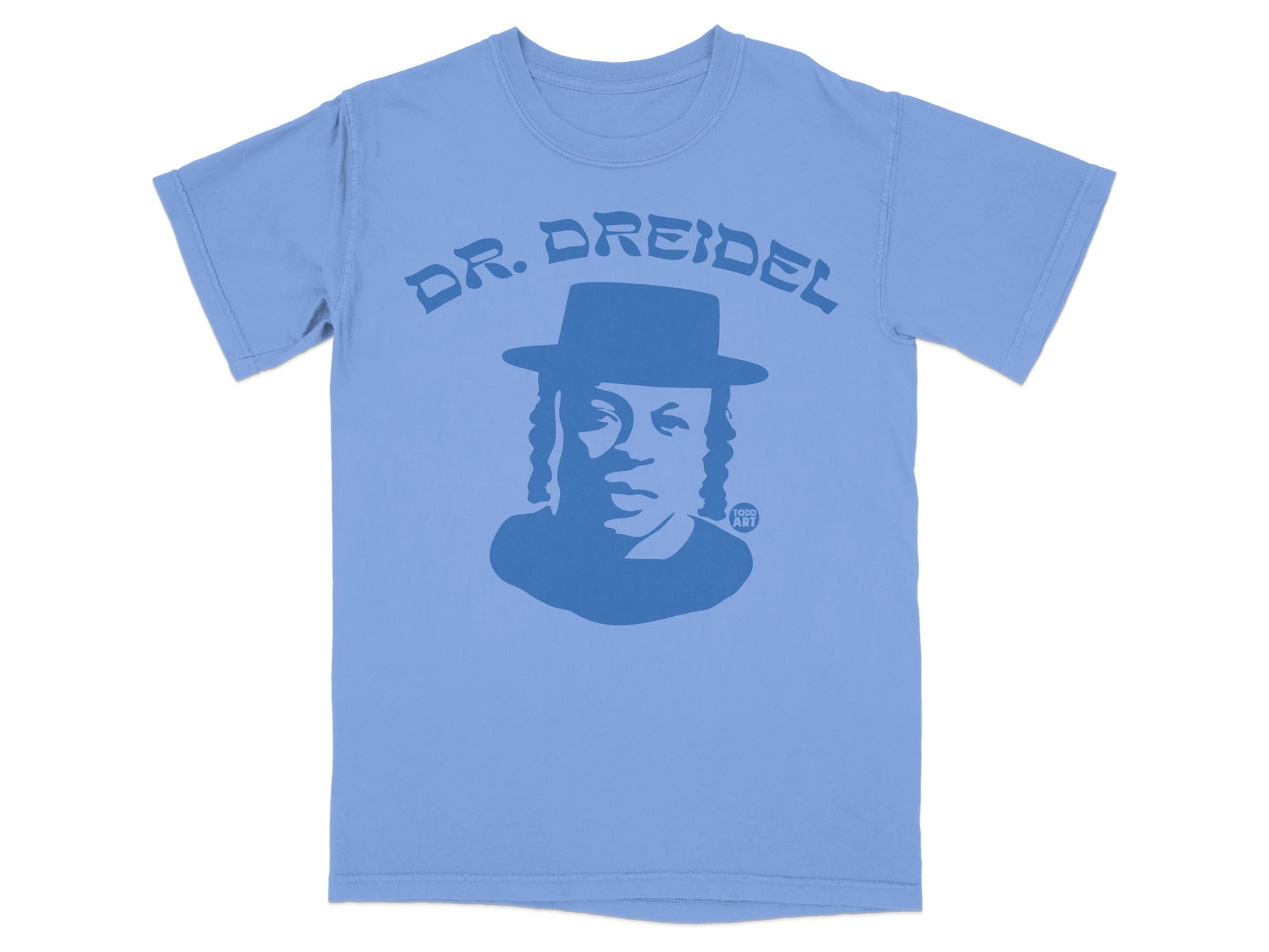 Blue t-shirt with Dr. Dre silhouette and "ART" logo.
